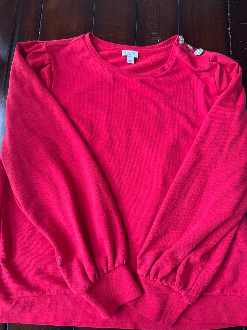 J. Crew Women's Red Button-Shoulder Crewneck Sweater